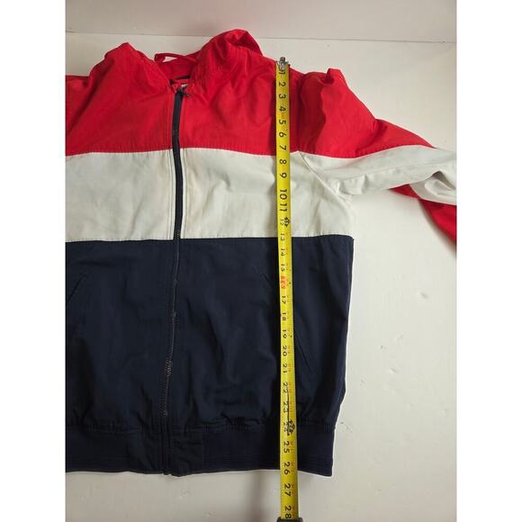 H&M Label Of Graded Goods Men's Red White Blue Windbreaker Hooded Jacket Size XL - Picture 4 of 8
